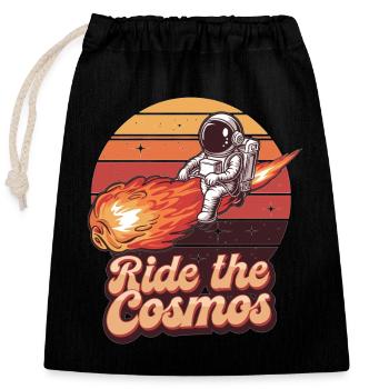 Astronaute sur météorite - Sac cadeau en coton avec cordon (25 x 30 cm) - noir - Devant