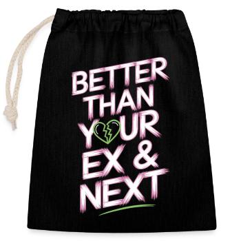 Mieux que votre ex et votre prochaine rupture Single Party - Sac cadeau en coton avec cordon (25 x 30 cm) - noir - Devant