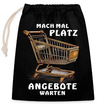 EINKAUFSWAGEN MACH MAL PLATZ - Verschließbarer Geschenkbeutel aus Baumwolle (25x30cm) - Schwarz - Vorne