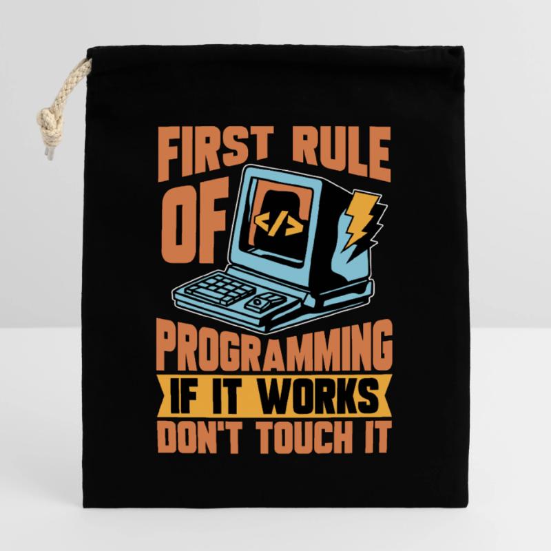 Codeur Première règle de programmation si développeur Web Sac cadeau en coton avec cordon (25 x 30 cm)