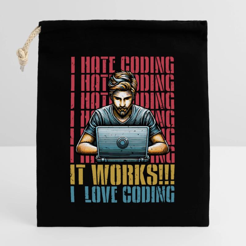 Codeur Je déteste coder Développeur Technologie Codeurs Sac cadeau en coton avec cordon (25 x 30 cm)