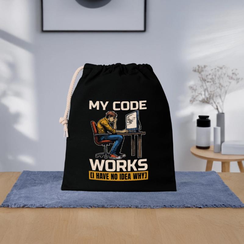 Coder My Code Works I Have No Idea Web Developer Closable cotton gift bag (25x30cm)