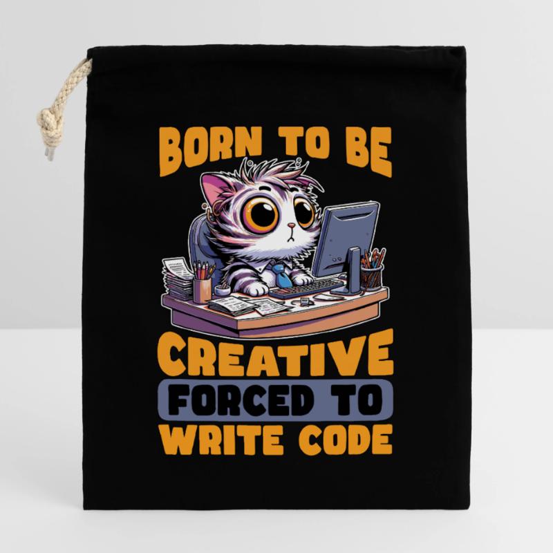 Codeur né pour être créatif Développeur Web Codeurs Sac cadeau en coton avec cordon (25 x 30 cm)