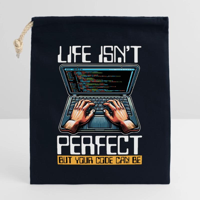 Coder Life Isn't Perfect But Your Code Developer Closable cotton gift bag (25x30cm)