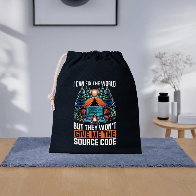 Coder Je peux réparer le monde Développeur Web Codeurs Sac cadeau en coton avec cordon (25 x 30 cm)