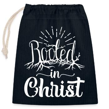 Rooted In Christ - Closable cotton gift bag (25x30cm) - navy - Front