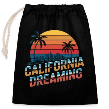 Californie Rêver Coucher de soleil Palmiers Horizon - Sac cadeau en coton avec cordon (25 x 30 cm) - noir - Devant