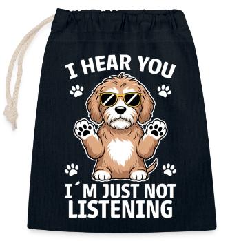 Cockapoo disant chiens drôle Cockapoo cadeau - Sac cadeau en coton avec cordon (25 x 30 cm) - bleu marine - Devant