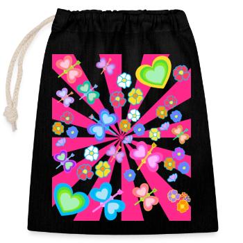 Printemps Eté Enfants Enfant Rétro Vintage Années 80 - Sac cadeau en coton avec cordon (25 x 30 cm) - noir - Devant