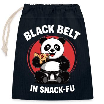 Schwarzer Gürtel in Snack-Fu Funny Food Lover Panda - Verschließbarer Geschenkbeutel aus Baumwolle (25x30cm) - Navy - Vorne