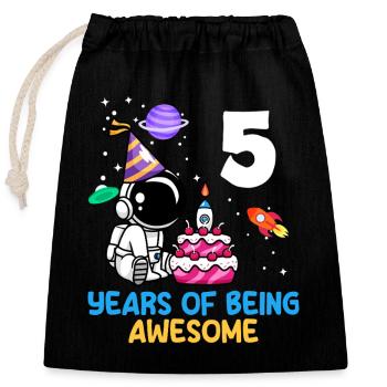 5 Years Be Great Birthday - Closable cotton gift bag (25x30cm) - black - Front