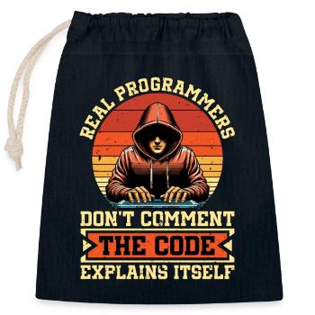 Coder Real Programmers Don't Comment Web Developer - Verschließbarer Geschenkbeutel aus Baumwolle (25x30cm) - Navy - Vorne