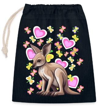 Känguru Kinder Australie Zoo Zootiere - Verschließbarer Geschenkbeutel aus Baumwolle (25x30cm) - Navy - Vorne