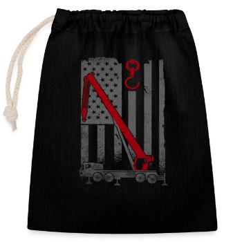 American Flag Crane Operator Pride - Closable cotton gift bag (25x30cm) - black - Front