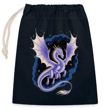 Dragon in the Galaxy - Closable cotton gift bag (25x30cm) - navy - Front