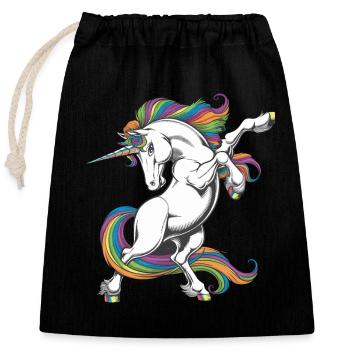 Licorne arc-en-ciel magique pleine de couleurs - Sac cadeau en coton avec cordon (25 x 30 cm) - noir - Devant