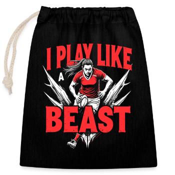Women Rugby Player Female Fan Fan With - Closable cotton gift bag (25x30cm) - black - Front