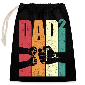 Dad High 2 Fist Bump Two Kids Father's Day Gift - Closable cotton gift bag (25x30cm) - black - Front