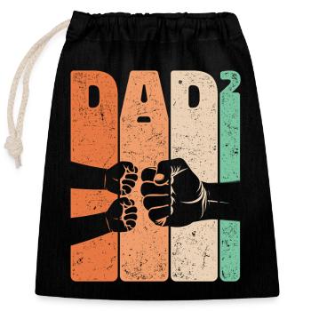 Dad Tall Two Fist Bump 2 Kids Fathers Gift - Closable cotton gift bag (25x30cm) - black - Front