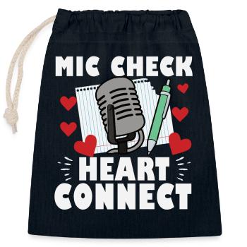 Mic Check Heart Connect Slam Poetry - Verschließbarer Geschenkbeutel aus Baumwolle (25x30cm) - Navy - Vorne