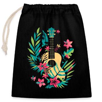 Ukulele Comic Look - Verschließbarer Geschenkbeutel aus Baumwolle (25x30cm) - Schwarz - Vorne