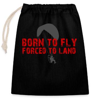 Born To Fly Forcé D’atterrir Paramoteur - Sac cadeau en coton avec cordon (25 x 30 cm) - noir - Devant