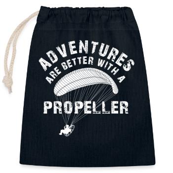 Les aventures sont meilleures avec une hélice - Sac cadeau en coton avec cordon (25 x 30 cm) - bleu marine - Devant