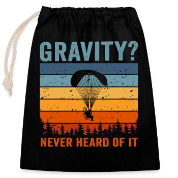 Mème hilarant de gravité de paramoteur - Sac cadeau en coton avec cordon (25 x 30 cm) - noir - Devant