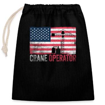 Fierté de l’opérateur de grue drapeau américain - Sac cadeau en coton avec cordon (25 x 30 cm) - noir - Devant