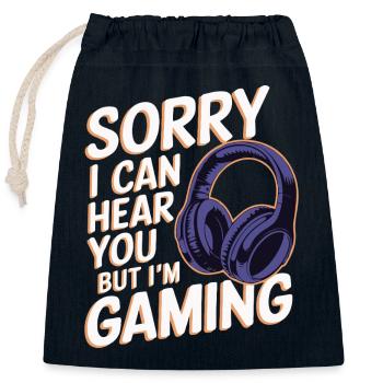 Désolé, je peux vous entendre mais je joue jeu gamer - Sac cadeau en coton avec cordon (25 x 30 cm) - bleu marine - Devant
