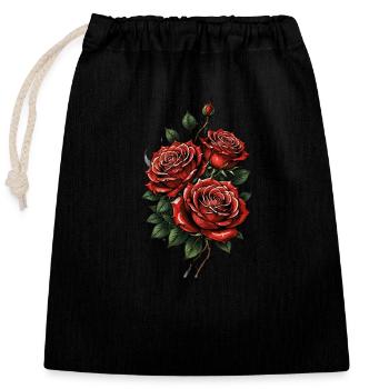 Crimson Rose Trio - Closable cotton gift bag (25x30cm) - black - Front