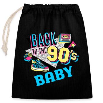 90s Baby Vintage Bday Party Funny retro - Verschließbarer Geschenkbeutel aus Baumwolle (25x30cm) - Schwarz - Vorne