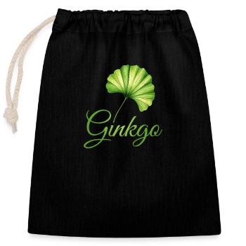 Ginkgoblatt Botanische Eleganz - Verschließbarer Geschenkbeutel aus Baumwolle (25x30cm) - Schwarz - Vorne
