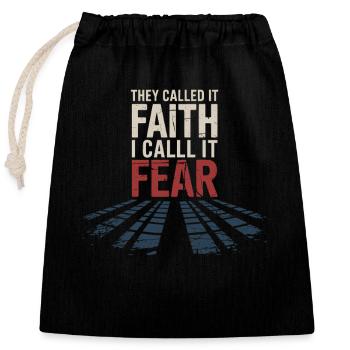Former religious community survivors - Closable cotton gift bag (25x30cm) - black - Front
