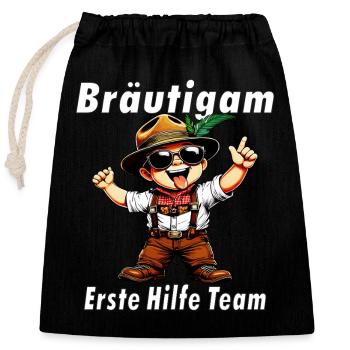 Bräutigam Erste Hilfe Team - Verschließbarer Geschenkbeutel aus Baumwolle (25x30cm) - Schwarz - Vorne