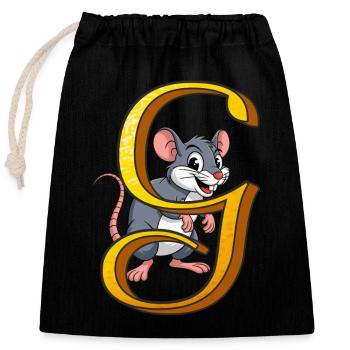 LETTRE G - Sac cadeau en coton avec cordon (25 x 30 cm) - noir - Devant