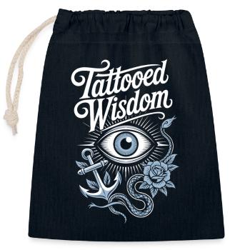 Des personnes âgées tatouées vieillissant fièrement, - Sac cadeau en coton avec cordon (25 x 30 cm) - bleu marine - Devant