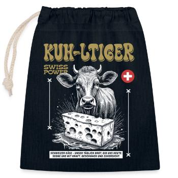 Käse-Vibe: Swiss Power Street Food Shirt - Verschließbarer Geschenkbeutel aus Baumwolle (25x30cm) - Navy - Vorne