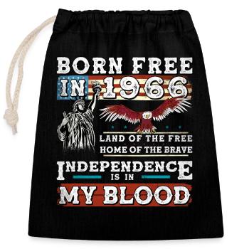 Né libre en 1966 - 59 ans de fierté américaine - Sac cadeau en coton avec cordon (25 x 30 cm) - noir - Devant