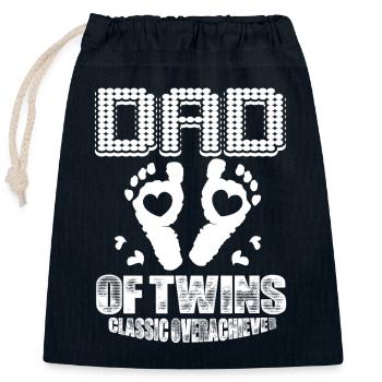Father's Day Proud Dad Of Twins - Closable cotton gift bag (25x30cm) - navy - Front