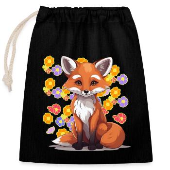 années 80 90 renard renards enfants vintage rétro - Sac cadeau en coton avec cordon (25 x 30 cm) - noir - Devant