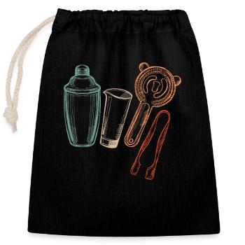 Illustration d’outils de barman - Sac cadeau en coton avec cordon (25 x 30 cm) - noir - Devant