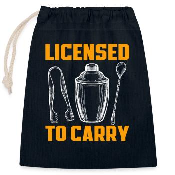 Barkeeper Lizenz Zum Tragen Humor - Verschließbarer Geschenkbeutel aus Baumwolle (25x30cm) - Navy - Vorne