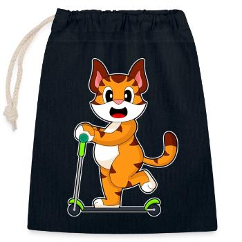 Tiger Tretroller - Verschließbarer Geschenkbeutel aus Baumwolle (25x30cm) - Navy - Vorne