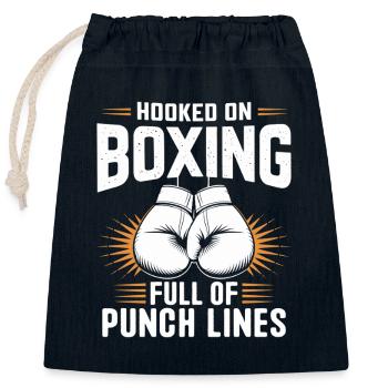 Accro à la boxe pleine de punchlines Boxer Sports - Sac cadeau en coton avec cordon (25 x 30 cm) - bleu marine - Devant