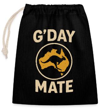 G'day mate – Australischer Gruß - Verschließbarer Geschenkbeutel aus Baumwolle (25x30cm) - Schwarz - Vorne