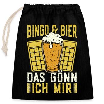 Bingo Game Bingo & Bier Das Gönn Ich Mir Bingo - Verschließbarer Geschenkbeutel aus Baumwolle (25x30cm) - Schwarz - Vorne