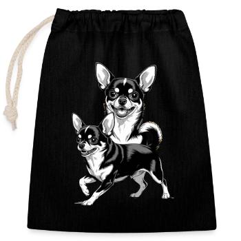 Chihuahua Joy: Two Happy Dogs for - Closable cotton gift bag (25x30cm) - black - Front