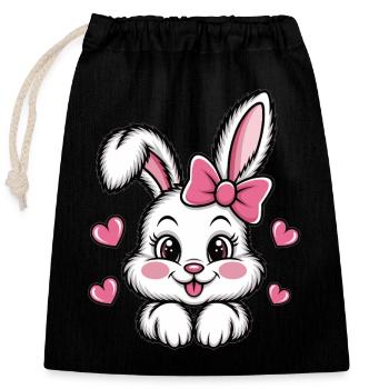 Cute bunny for animal lovers - Closable cotton gift bag (25x30cm) - black - Front