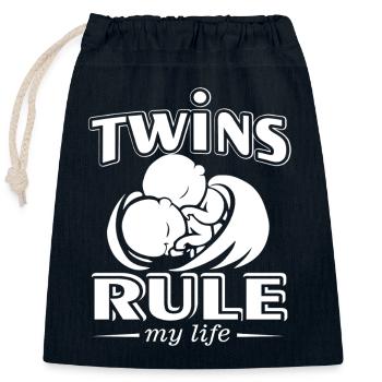 Father's Day Dad Twins Rule - Closable cotton gift bag (25x30cm) - navy - Front